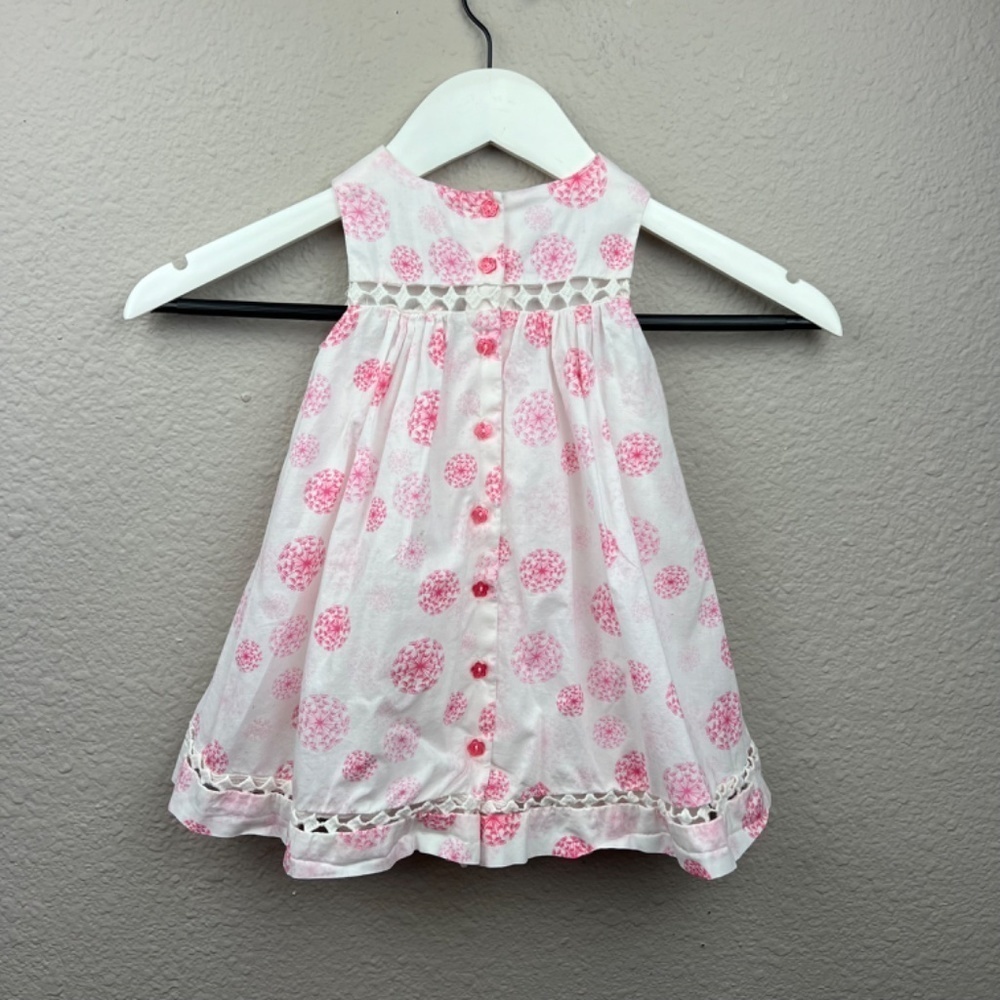 Savannah Baby Sleeveless Dandelion Dress in White and Pink Sz 12M - Picture 2 of 5